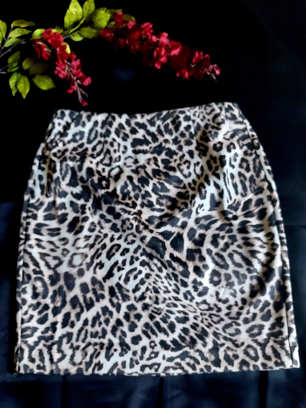 CAbi Leopard Print Pencil Skirt in Black and Cream